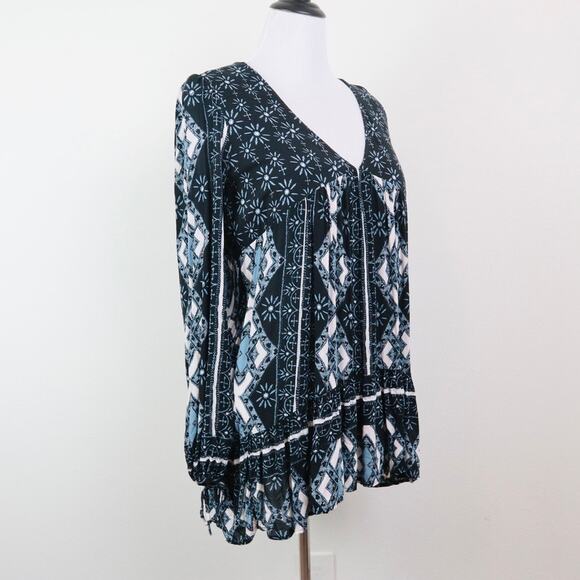 Free People Size M Down By the the Bay Tunic Dress Black Blue White - Picture 7 of 13